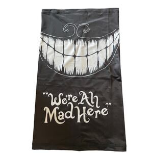 Black We're All Mad Here Neck Gaiter Balaclava UPF 50